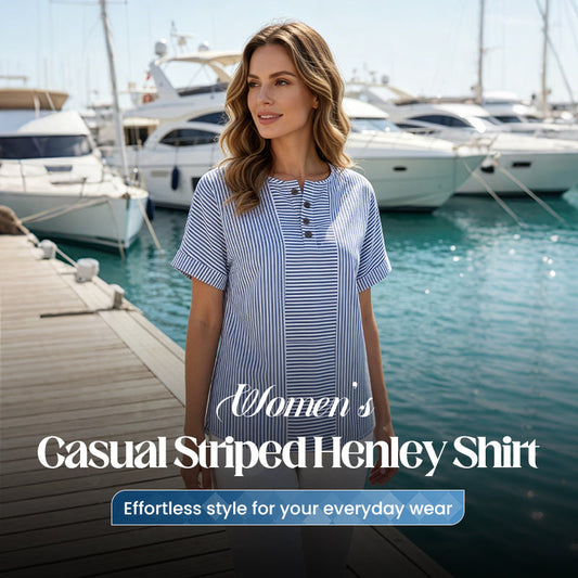 Gestreepte Henley-shirt – comfortabel, strijkvrij en huidvriendelijk