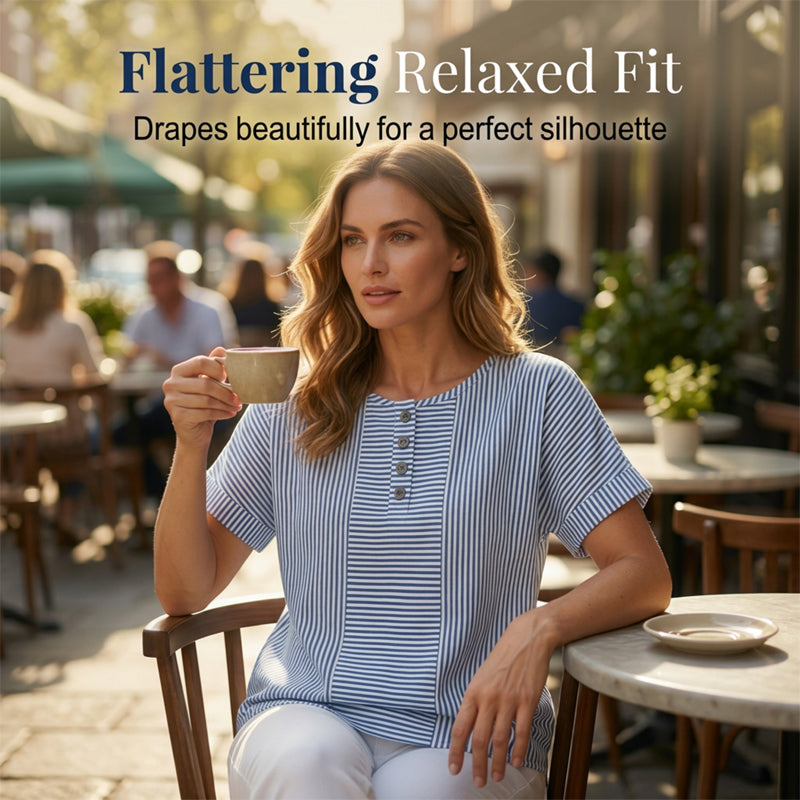 Gestreepte Henley-shirt – comfortabel, strijkvrij en huidvriendelijk