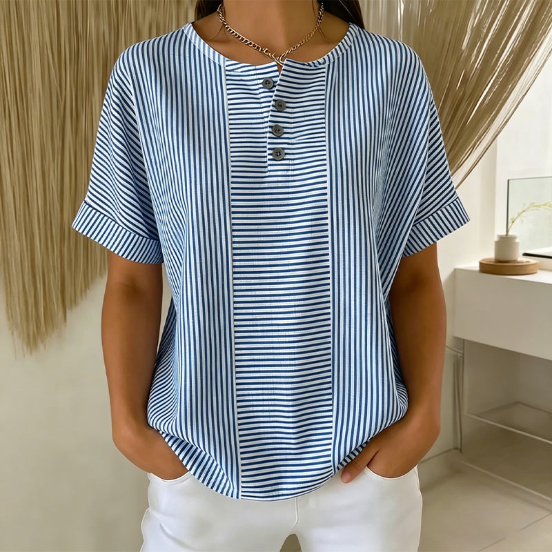 Gestreepte Henley-shirt – comfortabel, strijkvrij en huidvriendelijk
