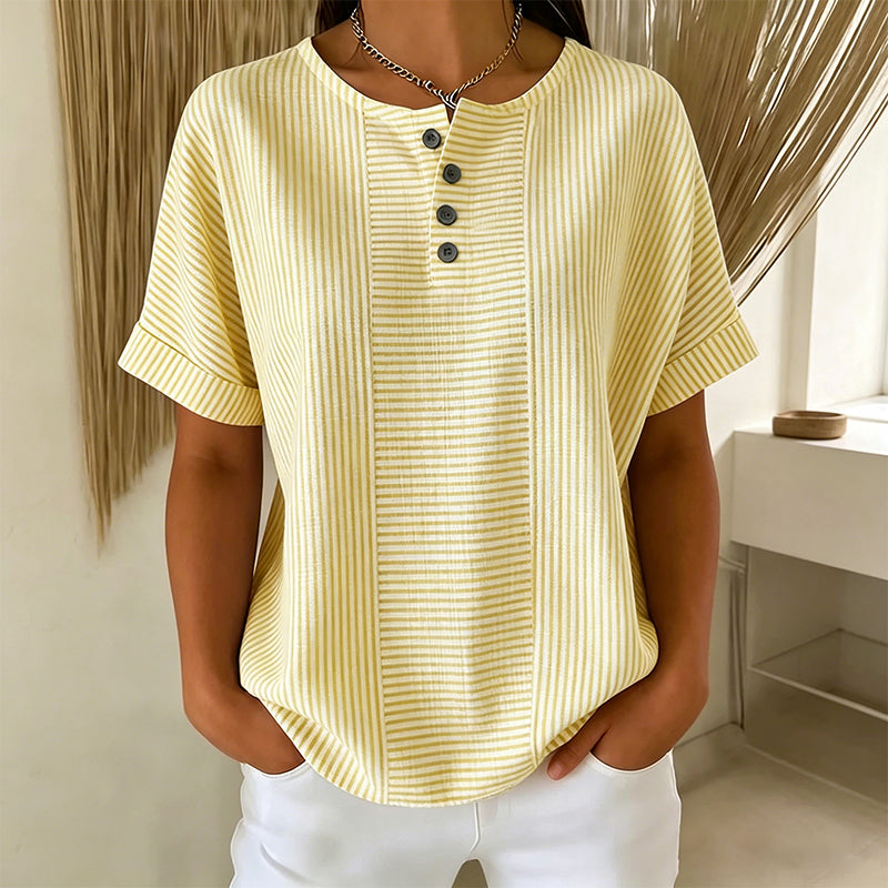 Gestreepte Henley-shirt – comfortabel, strijkvrij en huidvriendelijk