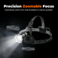 Oplaadbare hoofdlamp met zoomfunctie en bewegingssensor