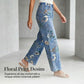Dames Jeans met Bloemenprint en Rechte Pijp