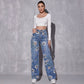 Dames Jeans met Bloemenprint en Rechte Pijp