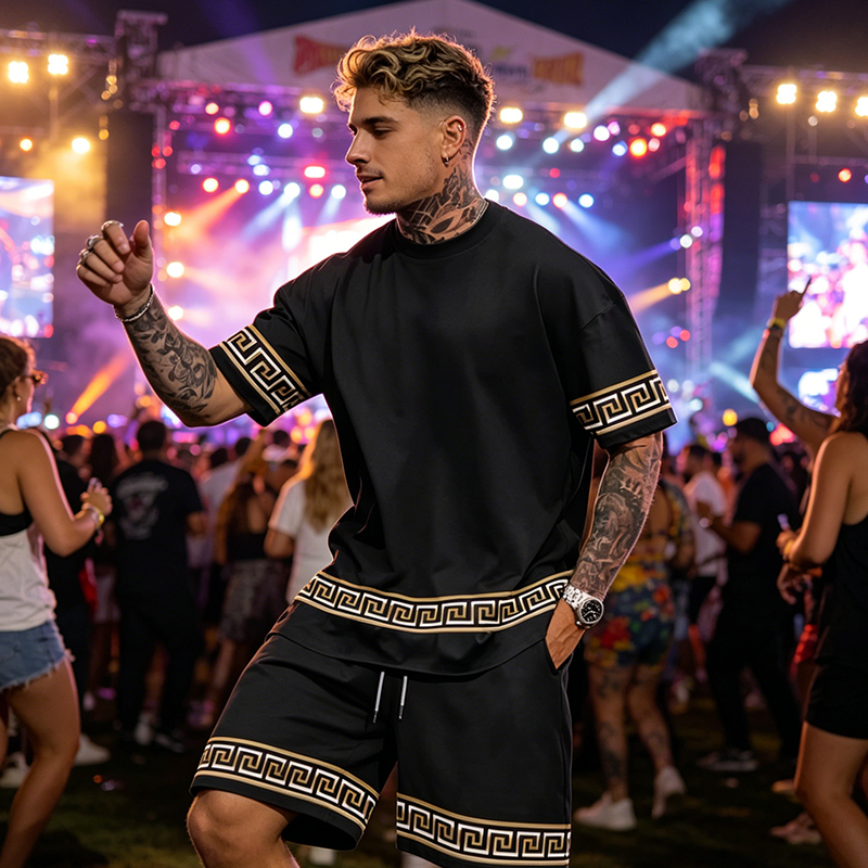🌞 Zomernieuwtjes – Nu tot 50% korting! 💰 Heren Hip-Hop Vrijetijdsset – Bedrukt, Luchtig & Casual