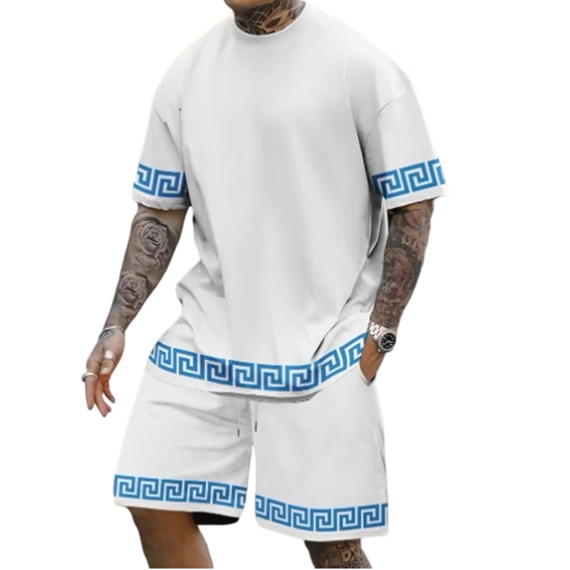 🌞 Zomernieuwtjes – Nu tot 50% korting! 💰 Heren Hip-Hop Vrijetijdsset – Bedrukt, Luchtig & Casual