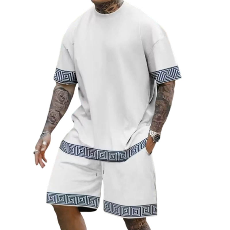 🌞 Zomernieuwtjes – Nu tot 50% korting! 💰 Heren Hip-Hop Vrijetijdsset – Bedrukt, Luchtig & Casual