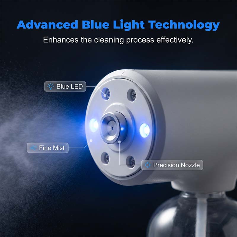 🦠 NU 50% KORTING! 🚫 Draadloze nano-vernevelaar – contactloos desinfecteren, blauw licht – voor thuis, op kantoor en in de auto 🏠