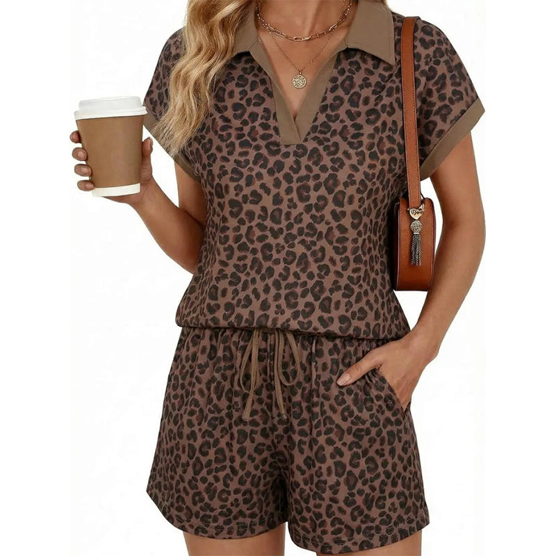 ⏰🔥ZOMERUITVERKOOP 50% KORTING! 🐆 Chique set met top en korte broek met luipaardprint voor dames – stijlvol, comfortabel en nonchalant ✨