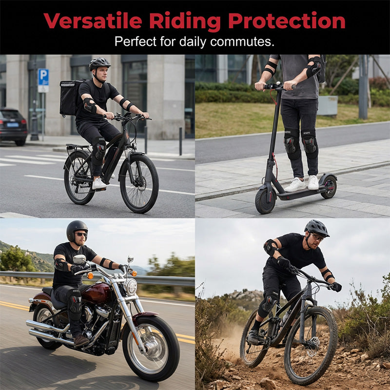 🏍️  Motorknie- en elleboogbeschermers 🛡️ Schokbestendige, verstelbare bandjes en ademende vulling – essentieel voor de veiligheid tijdens het motorrijden, skaten of fietsen 💪