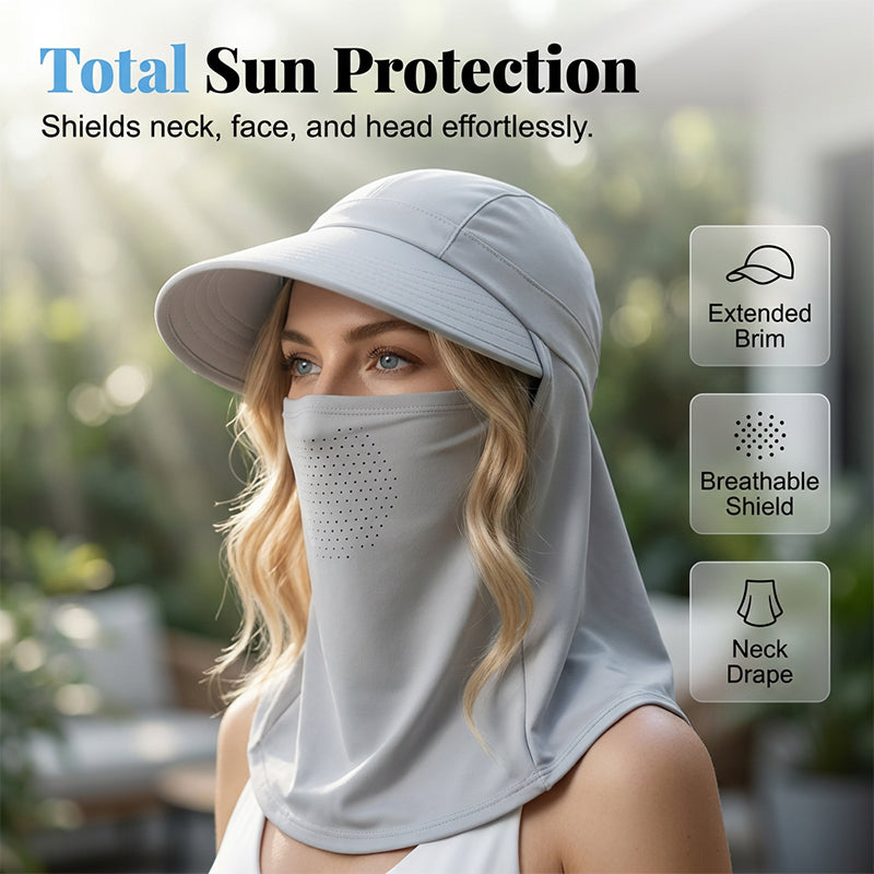 Ademend zonnebrilmasker dat het hele gezicht bedekt, met een opening voor de paardenstaart