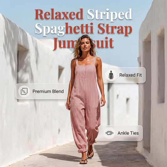Casual gestreepte jumpsuit met dunne bandjes voor dames