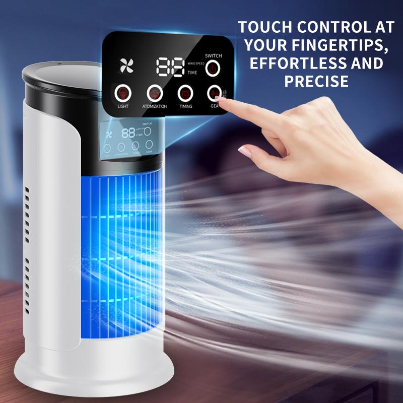 2026 Nieuwe verdampingsairco – Compacte USB-tafelventilator, persoonlijke koeler met een reservoir van 300 ml, instelbare snelheidsstanden, timer, stil, draagbaar ontwerp voor op het nachtkastje