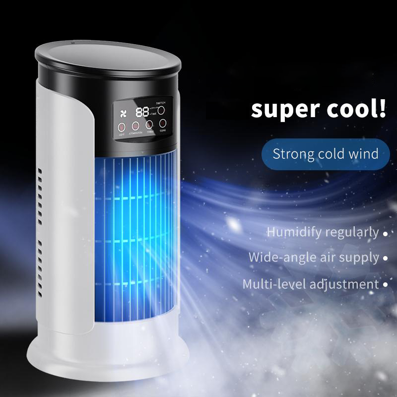 2026 Nieuwe verdampingsairco – Compacte USB-tafelventilator, persoonlijke koeler met een reservoir van 300 ml, instelbare snelheidsstanden, timer, stil, draagbaar ontwerp voor op het nachtkastje