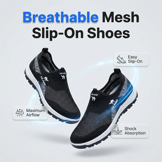Ademende slip-on wandelschoenen voor heren van mesh