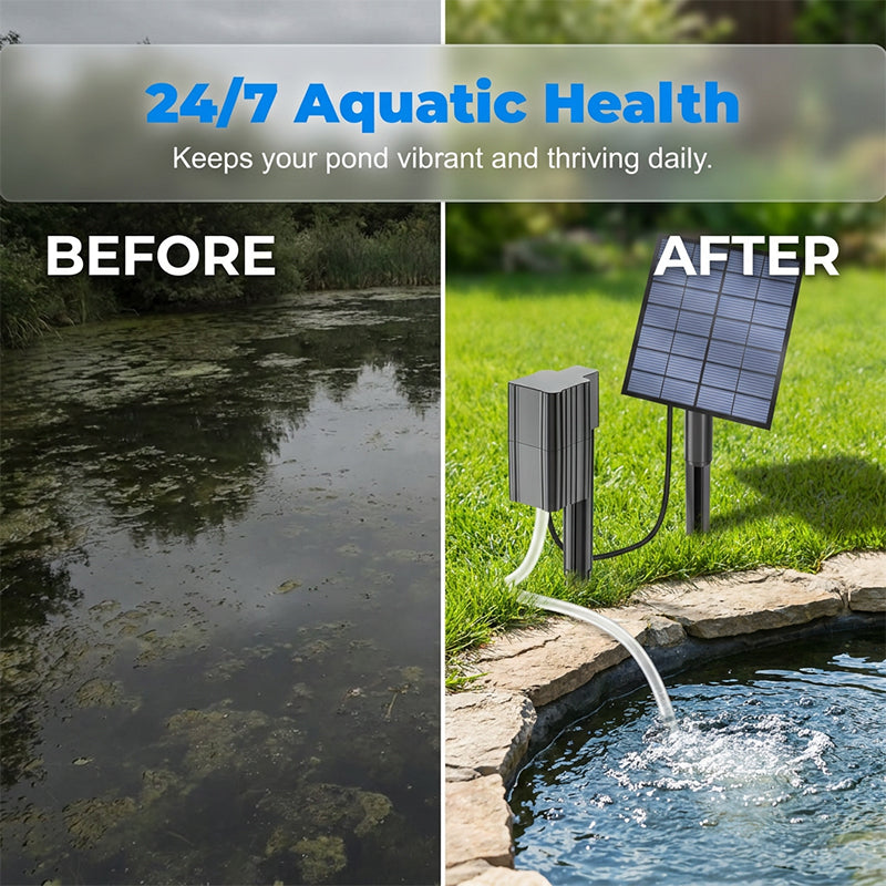 🌞 Zonne-energie Vijverbeluchter met luchtpomp – nul elektriciteitskosten – houd vissen gezond en water helder – 50% KORTING 🐟💧