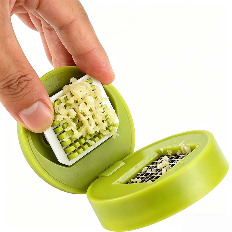 ❄️50% Korting!✨Mini Knoflookpers met Opvangbakje – Compacte Handmatige Knoflookhakker voor Knoflook, Gember, Sjalot & Chili