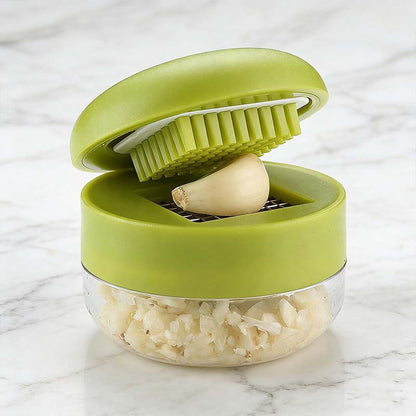 ❄️50% Korting!✨Mini Knoflookpers met Opvangbakje – Compacte Handmatige Knoflookhakker voor Knoflook, Gember, Sjalot & Chili