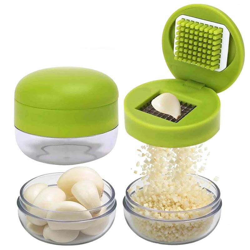 ❄️50% Korting!✨Mini Knoflookpers met Opvangbakje – Compacte Handmatige Knoflookhakker voor Knoflook, Gember, Sjalot & Chili