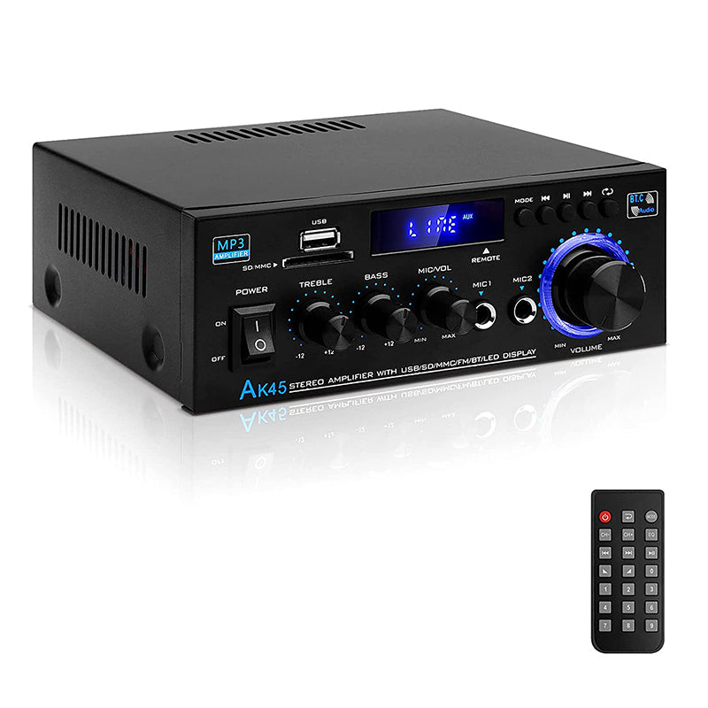 🔊 Digitale stereoversterker met Bluetooth en USB – 2-kanaals, compact en krachtig, ideaal voor thuisbioscoop, muziek en karaoke 🎵