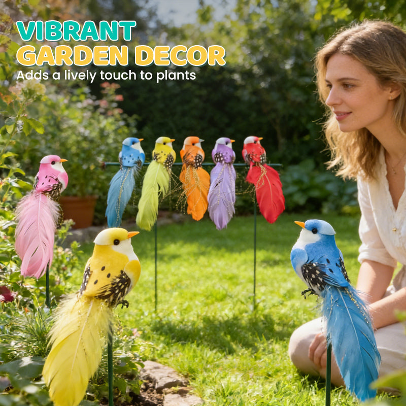 12 stuks kunstvogels met veren en clips