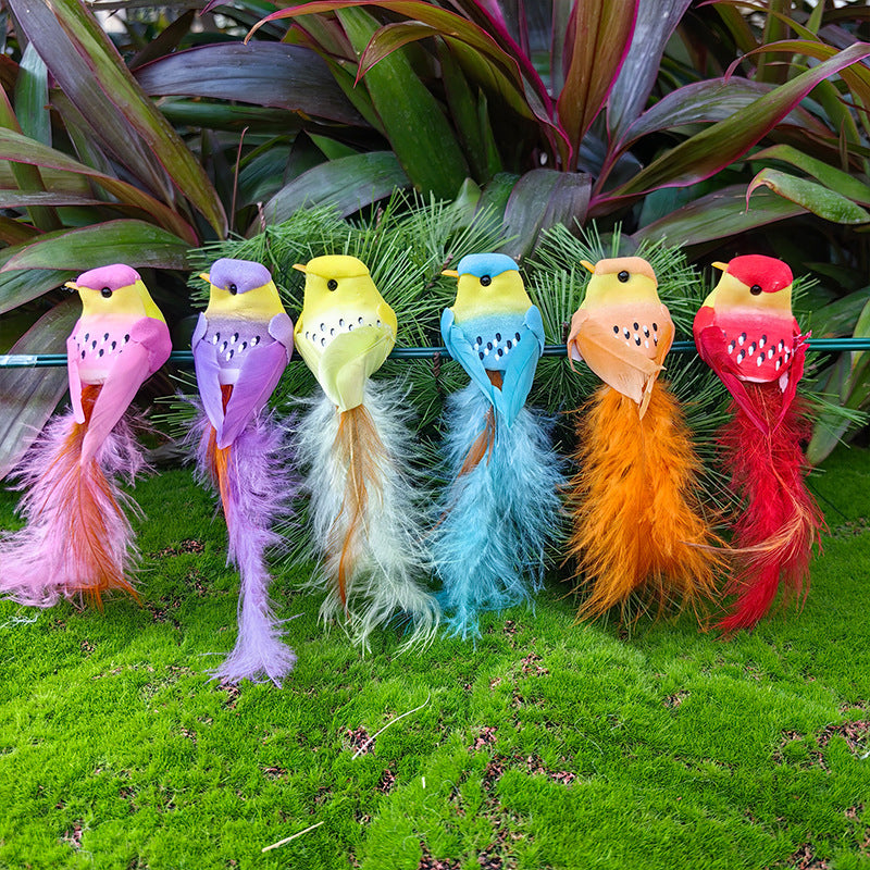 12 stuks kunstvogels met veren en clips