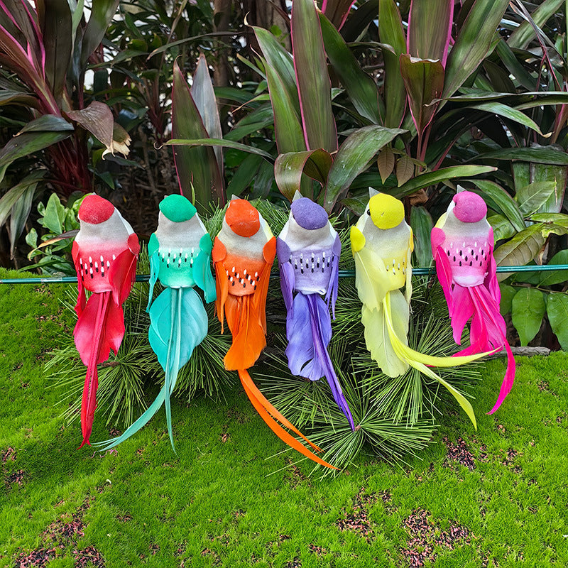 12 stuks kunstvogels met veren en clips