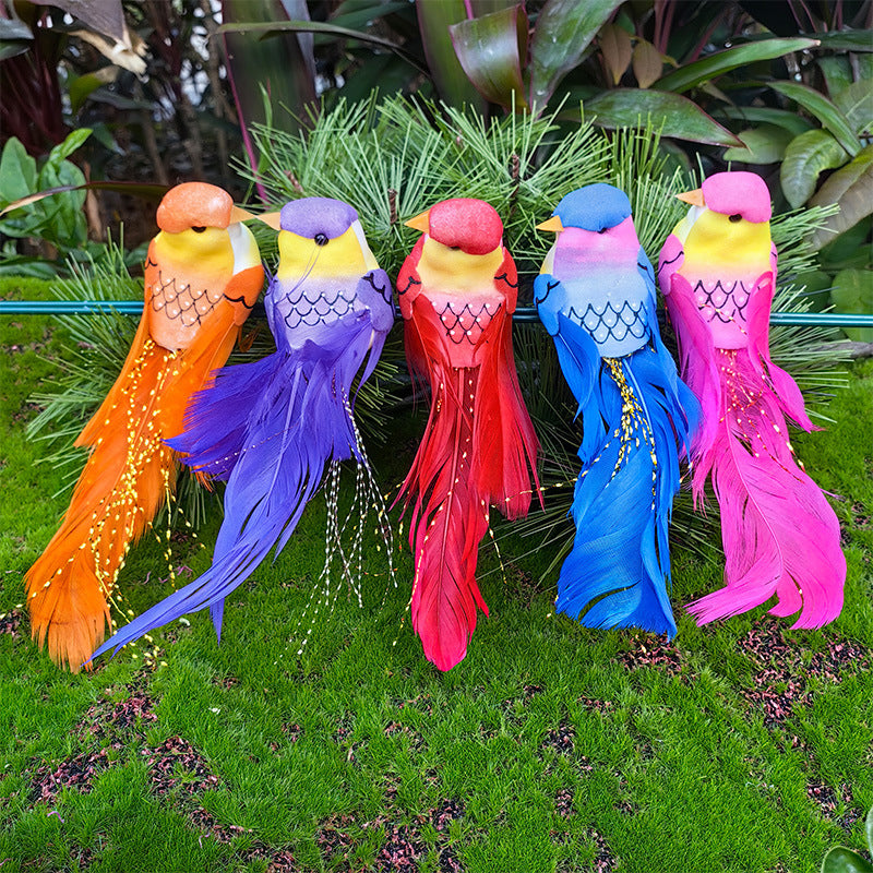 12 stuks kunstvogels met veren en clips