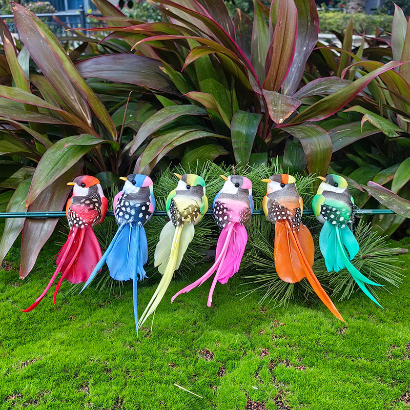 12 stuks kunstvogels met veren en clips