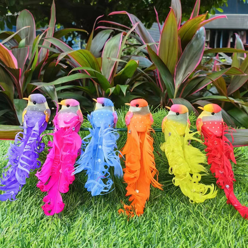 12 stuks kunstvogels met veren en clips