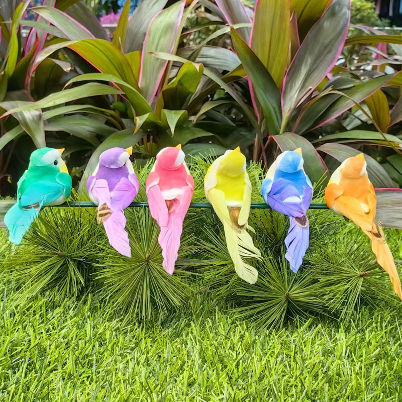 12 stuks kunstvogels met veren en clips