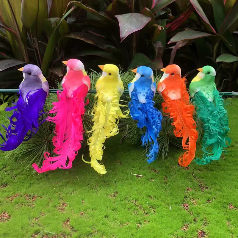 12 stuks kunstvogels met veren en clips