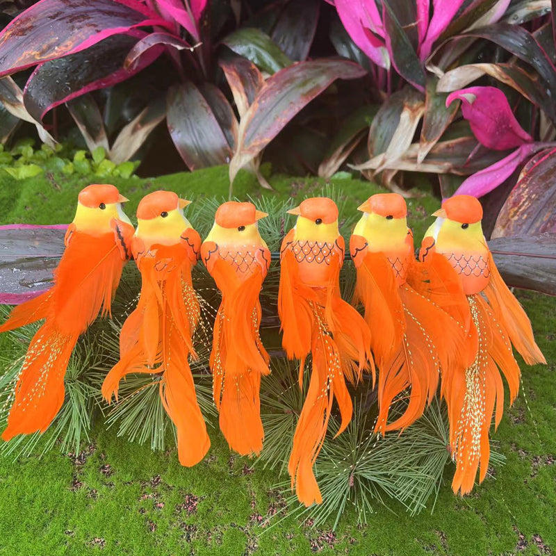 12 stuks kunstvogels met veren en clips