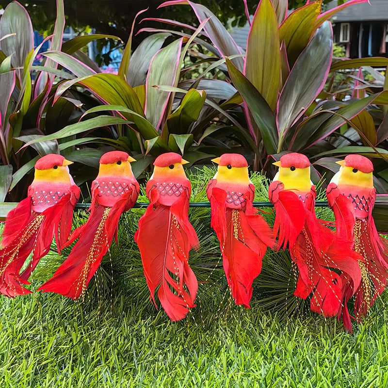 12 stuks kunstvogels met veren en clips