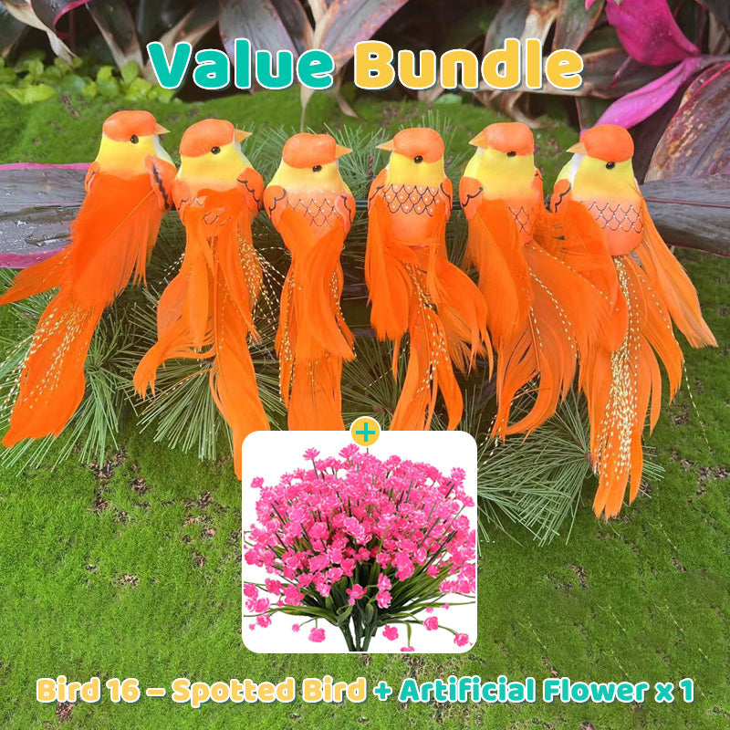 12 stuks kunstvogels met veren en clips