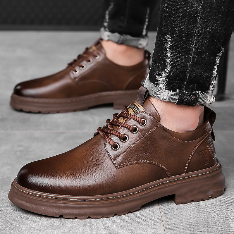 Retro leren veterschoenen voor heren