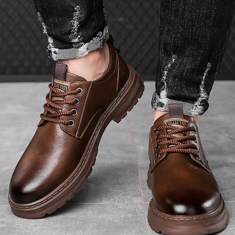 Retro leren veterschoenen voor heren