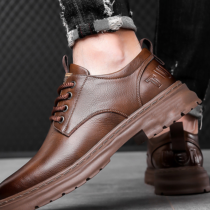 Retro leren veterschoenen voor heren