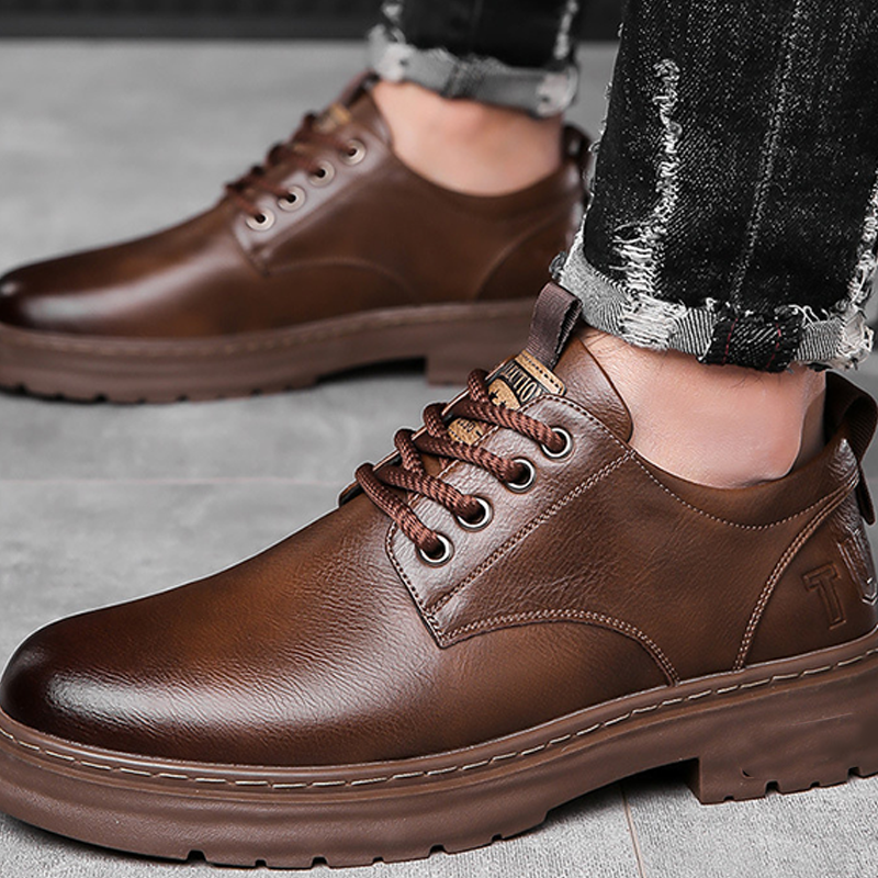 Retro leren veterschoenen voor heren