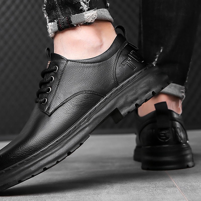 Retro leren veterschoenen voor heren