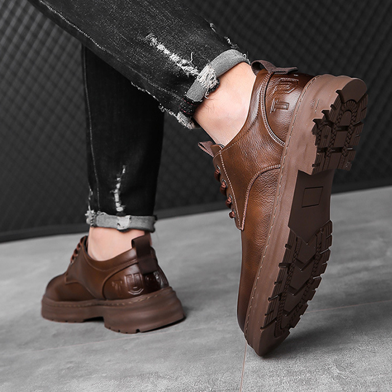 Retro leren veterschoenen voor heren