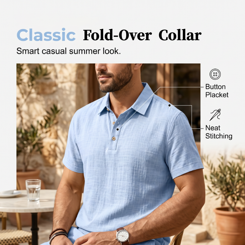 👕☀️Zomerse linnen set voor heren – Losvallend overhemd & cargoshorts, tweedelige outfit