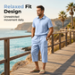👕☀️Zomerse linnen set voor heren – Losvallend overhemd & cargoshorts, tweedelige outfit