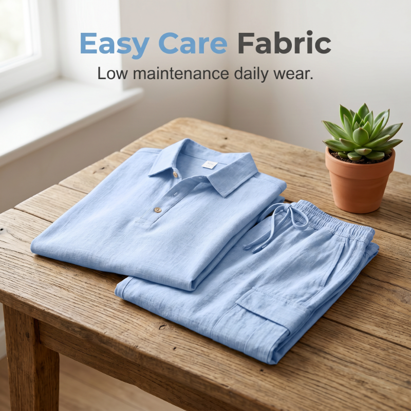 👕☀️Zomerse linnen set voor heren – Losvallend overhemd & cargoshorts, tweedelige outfit