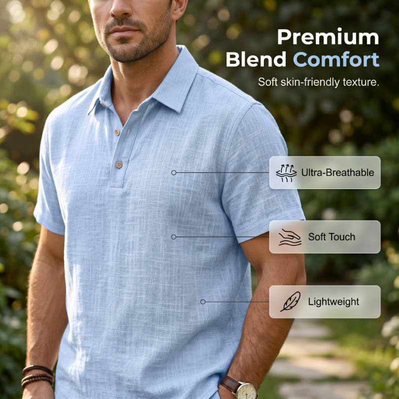 👕☀️Zomerse linnen set voor heren – Losvallend overhemd & cargoshorts, tweedelige outfit