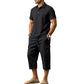 👕☀️Zomerse linnen set voor heren – Losvallend overhemd & cargoshorts, tweedelige outfit