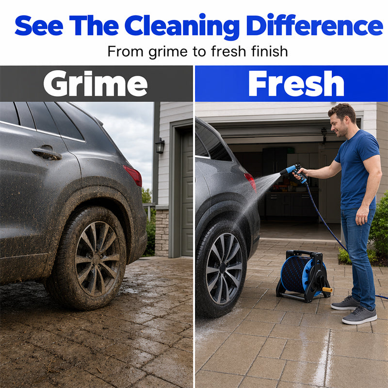 Hogedrukspuitpistool met slanghaspel voor het wassen van auto's