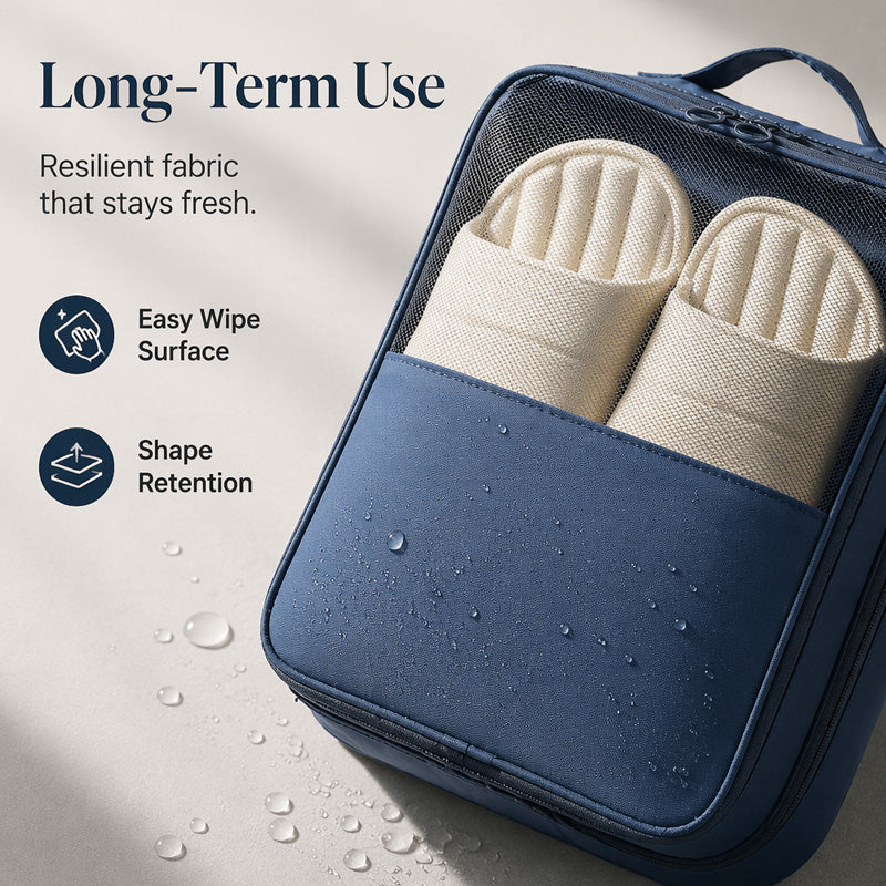 💥【LIMITED TIME 50% OFF】🔥 Reis Schoenen Organizer | Past 3 Paar Schoenen | Schuift Over Bagagehandvat | 160g Satijnkatoen Waterdicht & Slijtvast | Grijs/Blauw/Navy/Zwart/Beige