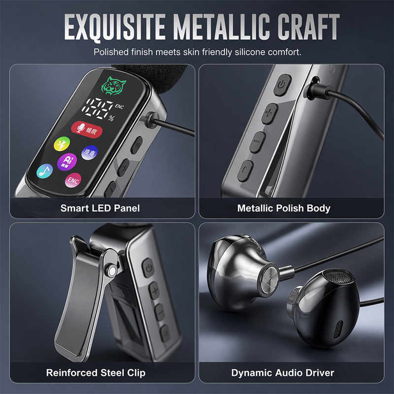 Bluetooth Karaoke Headset met Veilige Kraagveerclip