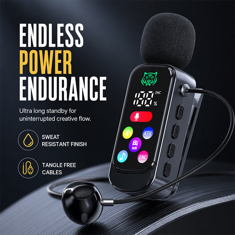 Bluetooth Karaoke Headset met Veilige Kraagveerclip