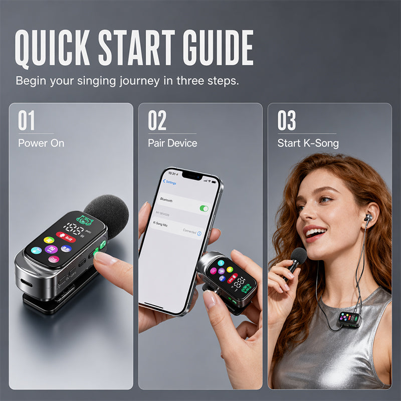Bluetooth Karaoke Headset met Veilige Kraagveerclip